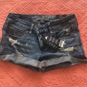 American eagle super low shortie denim shorts
